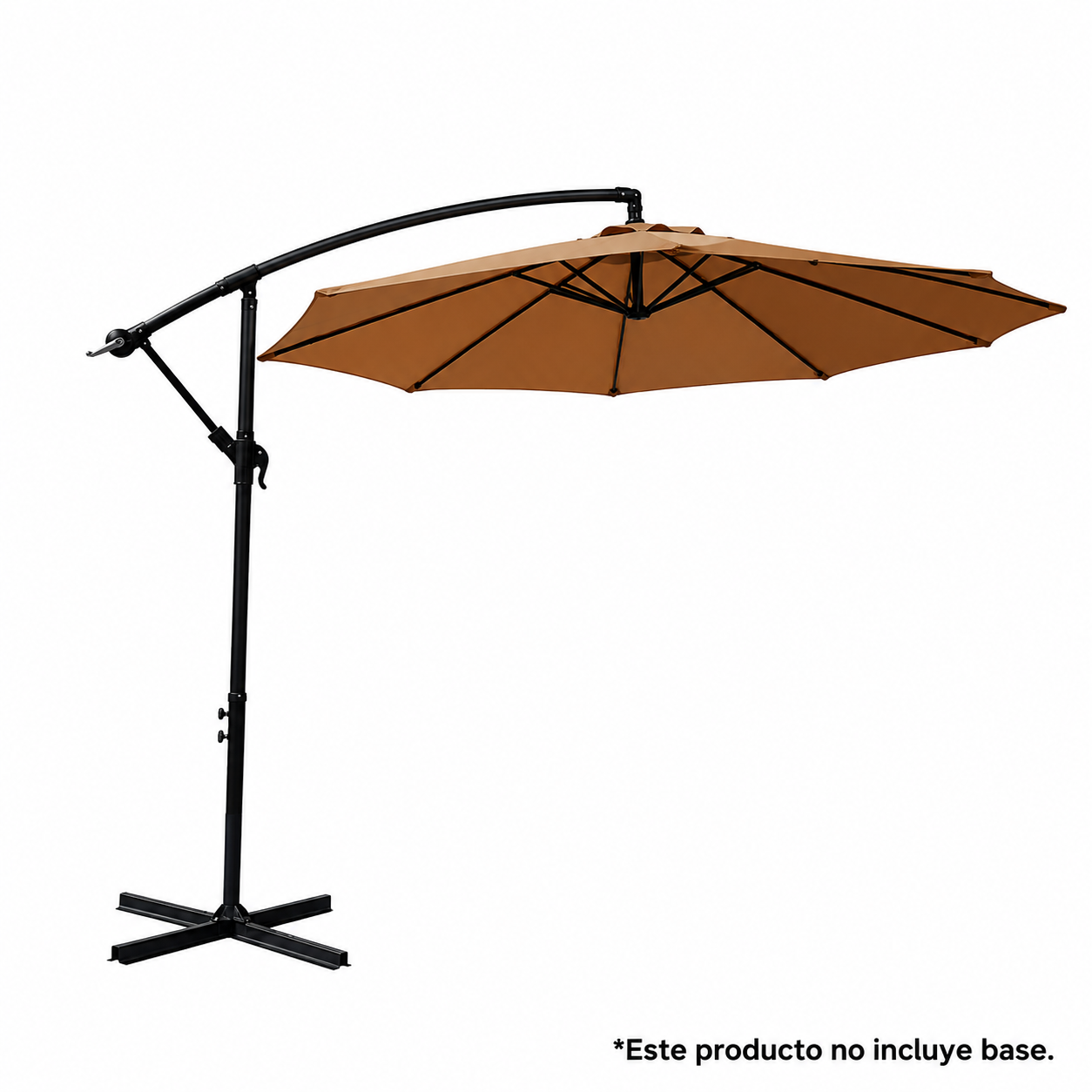 Seitlicher Garten-Sonnenschirm, 360° neigbar, mit seitlichem Mast, Kurbel und UV-Sonnenschutz, khaki, ohne Basis