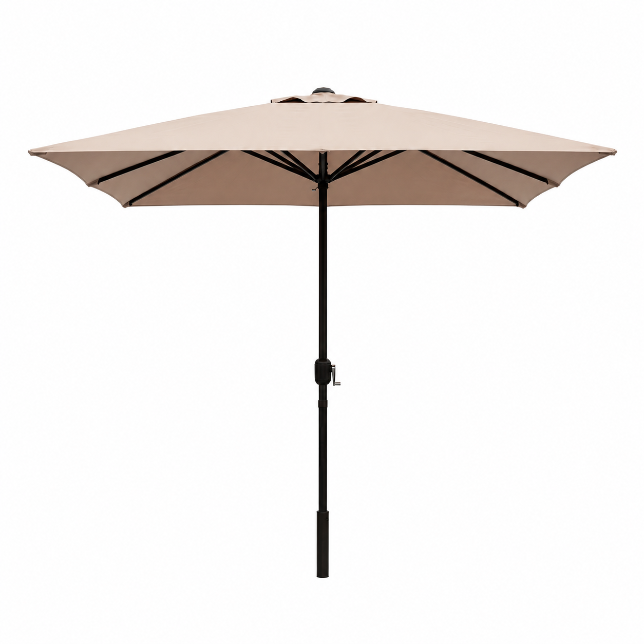 Zentraler Gartenschirm mit Kurbel, UV-Schutz und Stahlgestell, Farbe Khaki, ohne Ständer