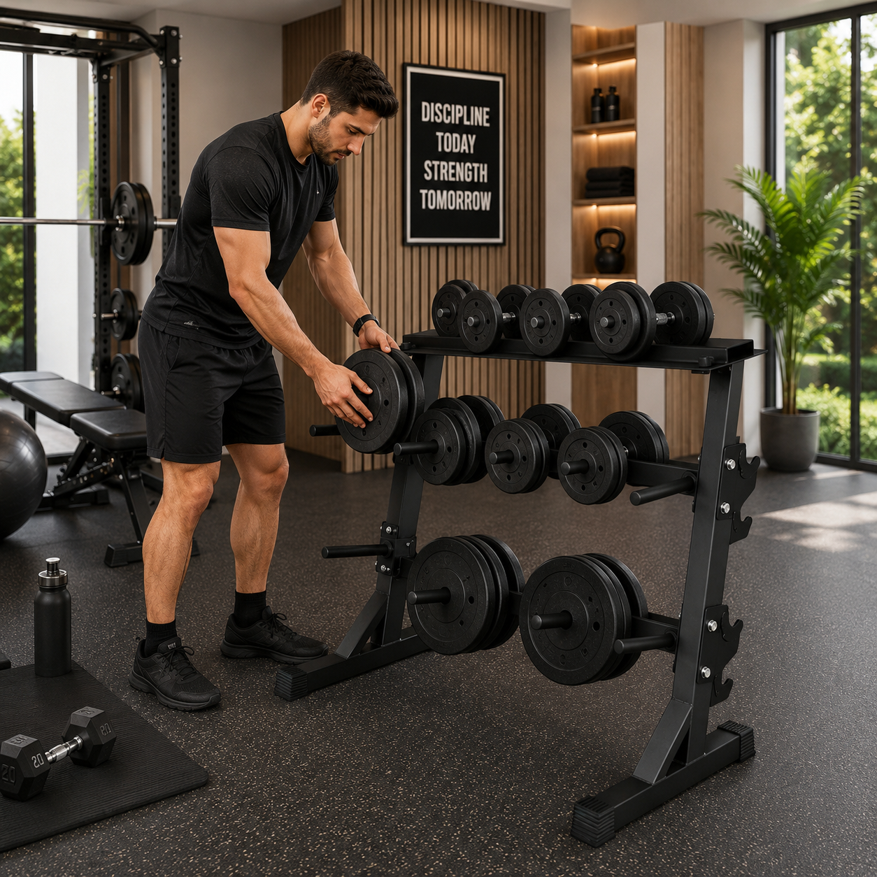 Soporte Para Mancuernas Y Barras 300 Kg Rack Para Gimnasio En Casa