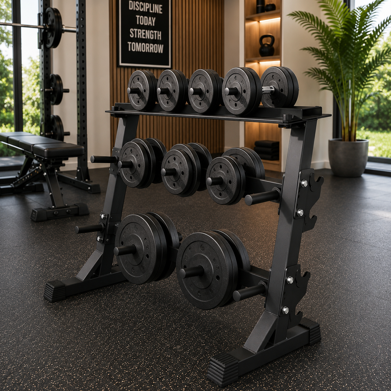 Soporte Para Mancuernas Y Barras 300 Kg Rack Para Gimnasio En Casa