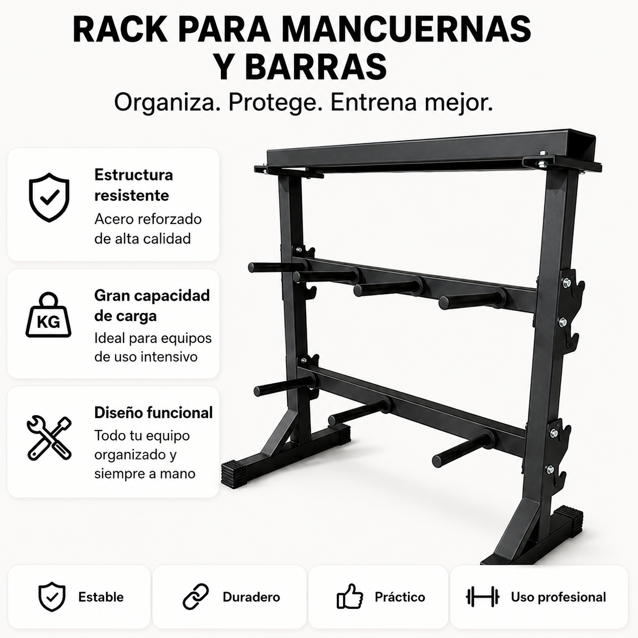 Soporte Para Mancuernas Y Barras 300 Kg Rack Para Gimnasio En Casa