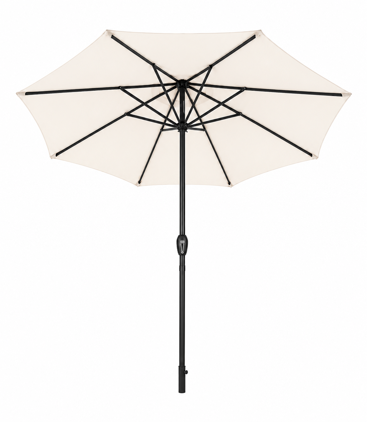 Ombrellone da giardino centrale regolabile con manovella, protezione UV e palo in acciaio colore beige senza base