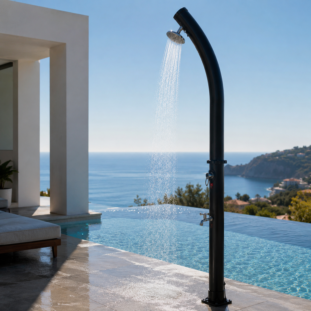Ducha Solar Exterior 18L Jardín y Piscina con Mezclador y Grifo Lavapiés