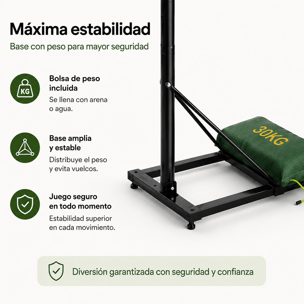 Canasta de Baloncesto Portátil con Altura Regulable 2,45-3,05 m — Tablero Transparente, Aro Reforzado y Base con Bolsa de Lastre 30 kg para Exterior