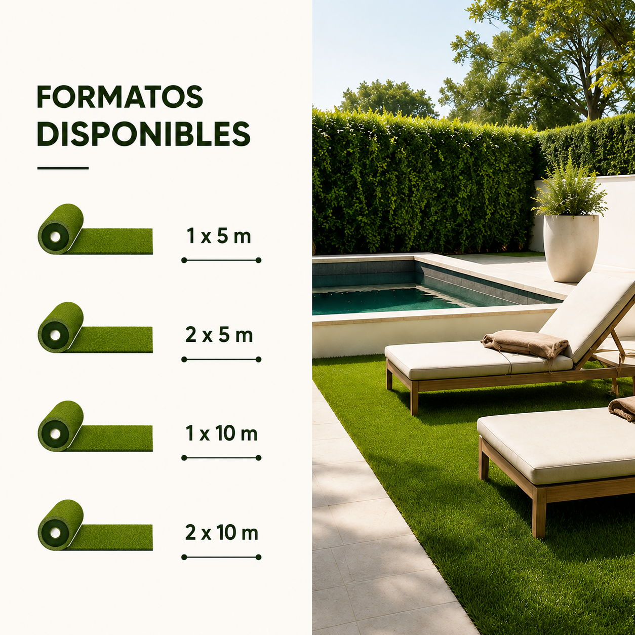Lorvik Rollo Césped Artificial 20 mm — 1×5 m (5 m²) para Jardín y Terraza Exterior