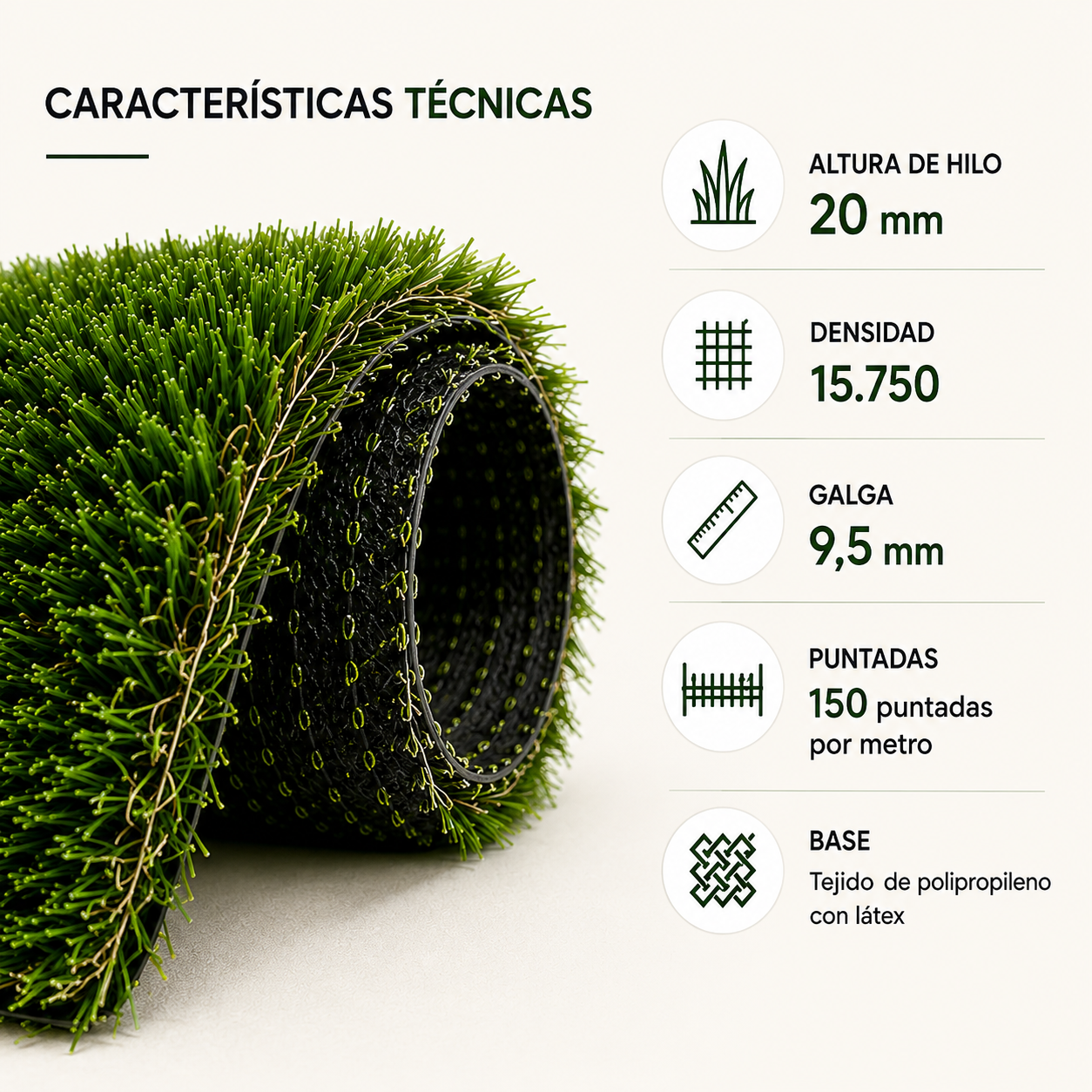 Lorvik Rollo Césped Artificial 20 mm — 1×5 m (5 m²) para Jardín y Terraza Exterior