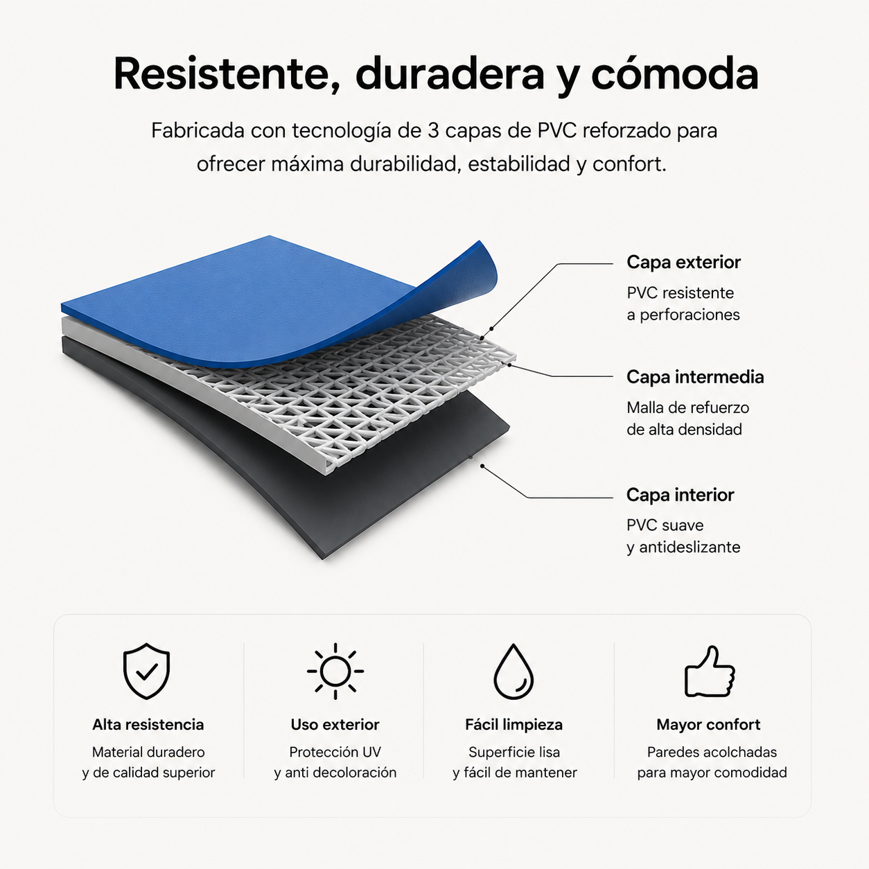 Piscina Hinchable Rígida Gris Antracita Bomba Eléctrica y Accesorios Incluidos