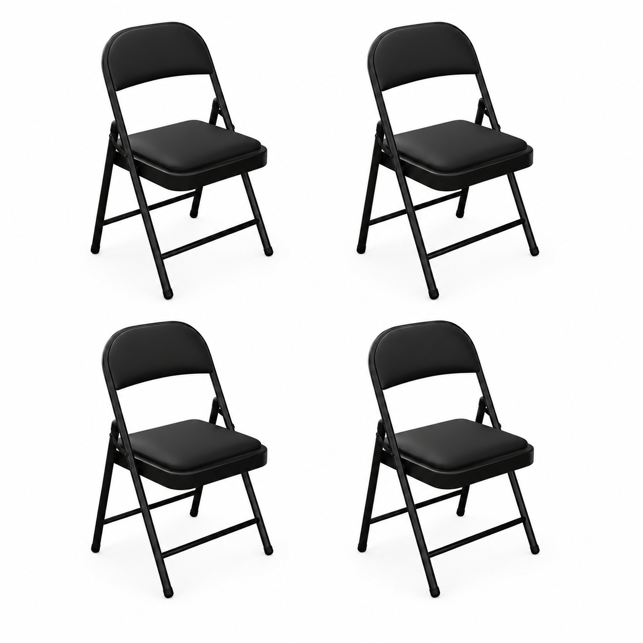 Pack 4 Sillas Plegables Acolchada De Acero Negro