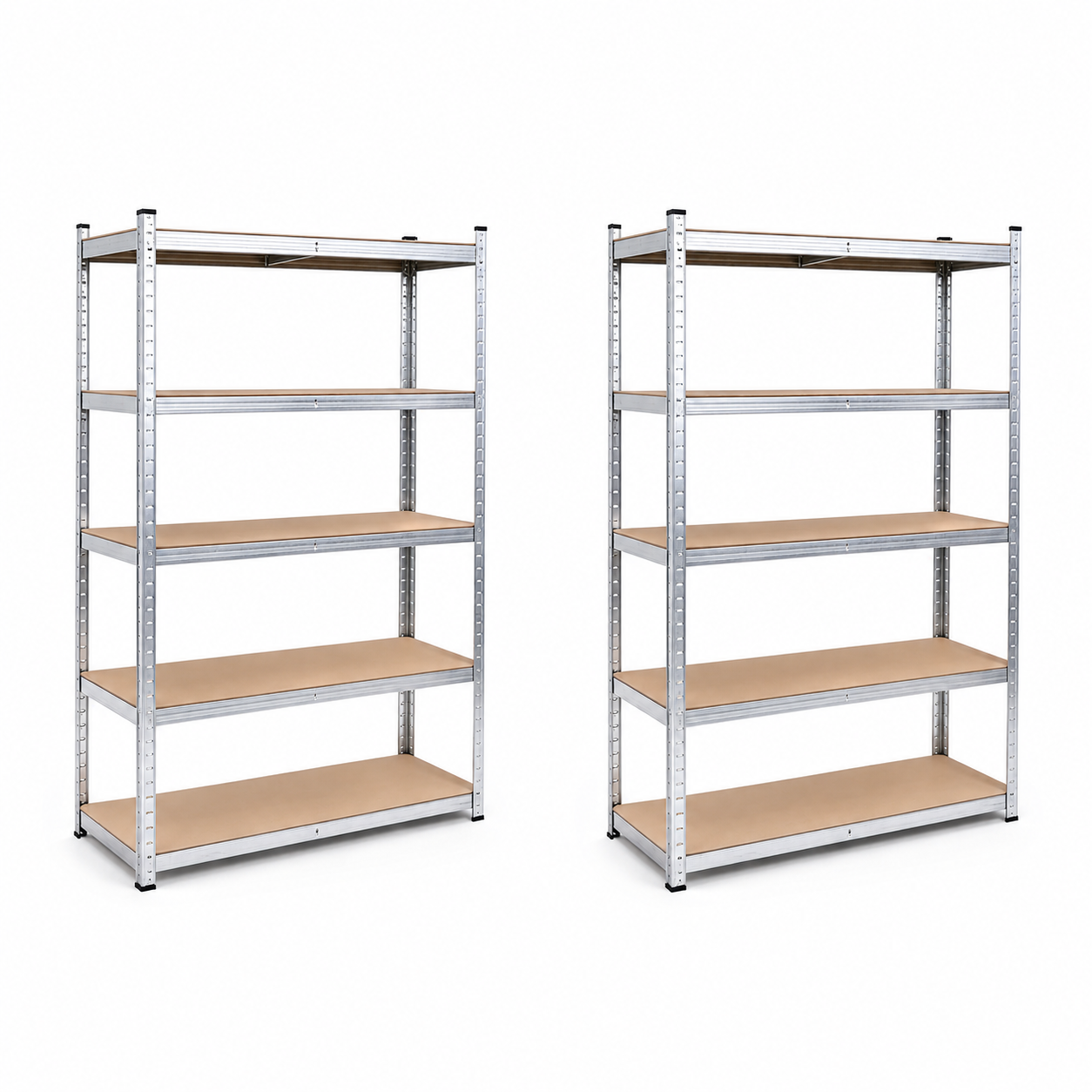 Scaffale metallico zincato con 5 ripiani rinforzati e grande capacità di carico 180x90x40 cm