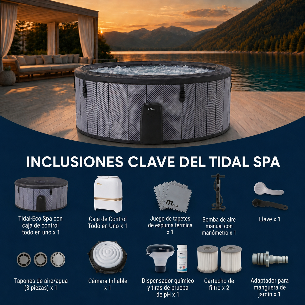 MSpa Spa insuflável semirrígido circular Tidal 4–6 pessoas