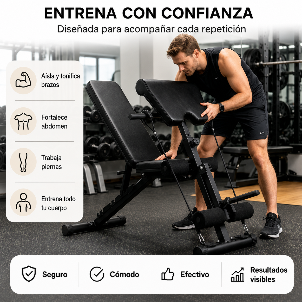 Banco De Musculación Plegable 2 En 1 Scott 120 Kg
