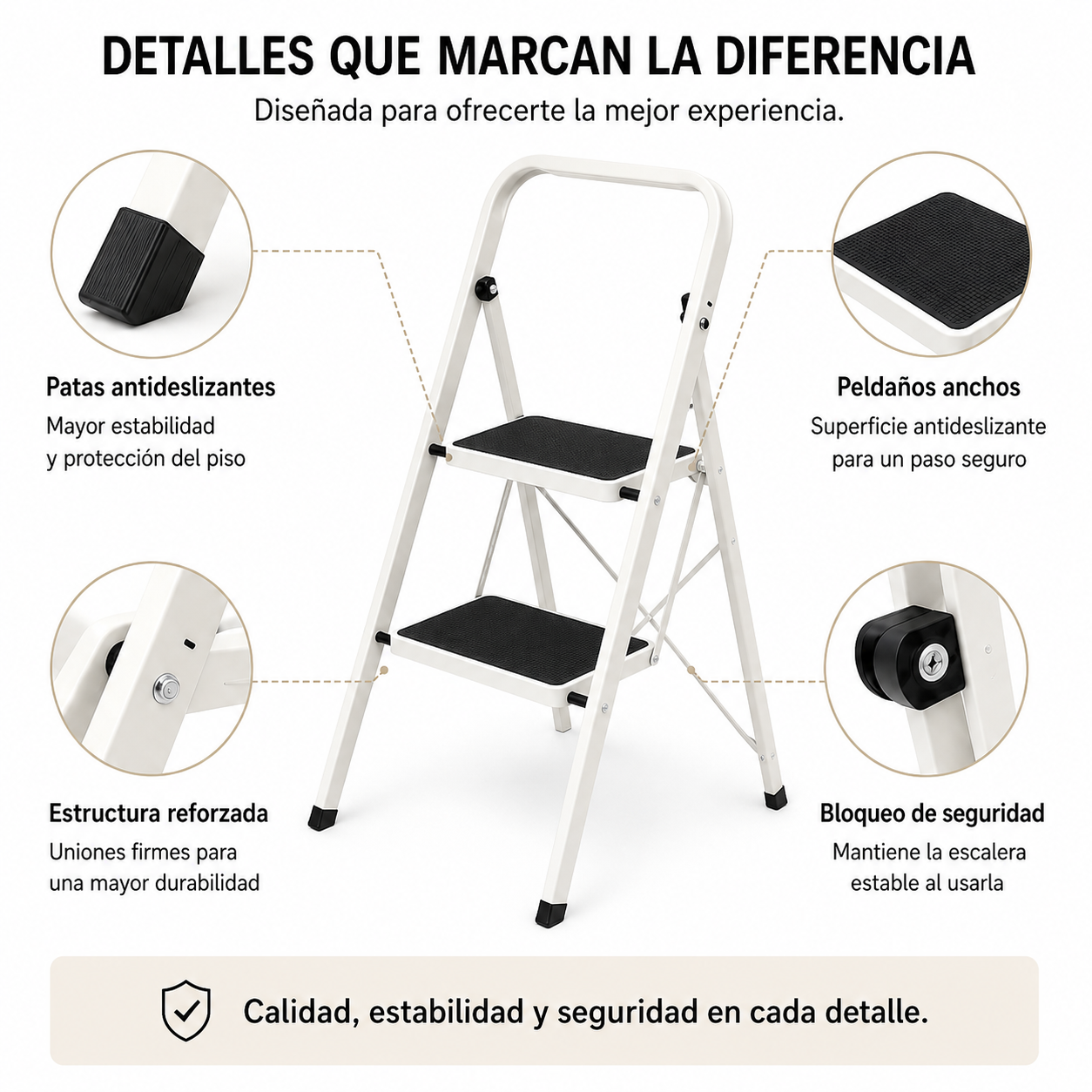 Escada Dobrável com Superfície Antiderrapante de 3 Degraus
