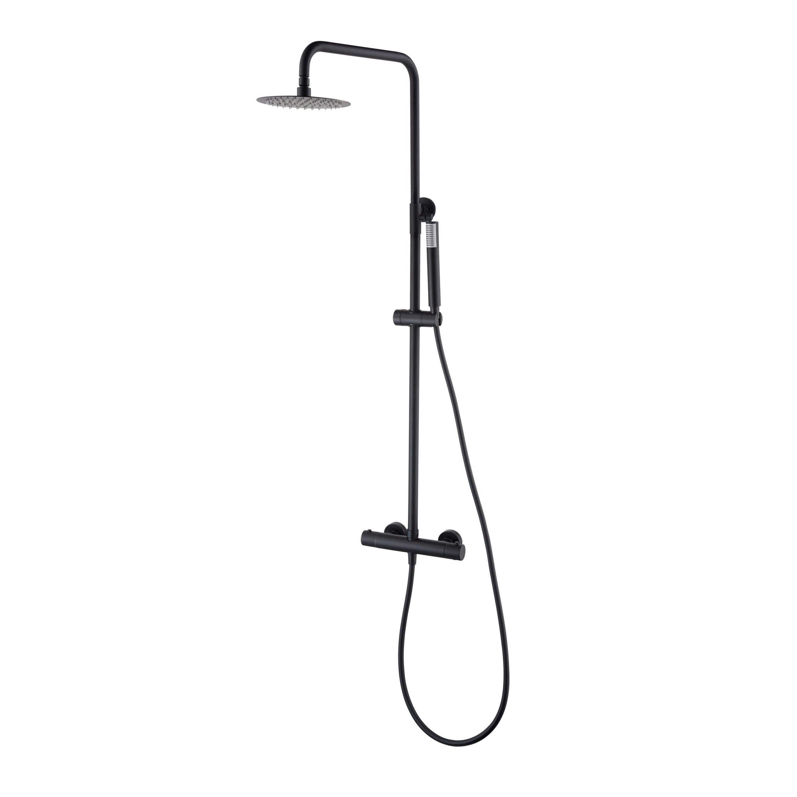 IMEX - Matte Black Black Thermostatic Shower Set