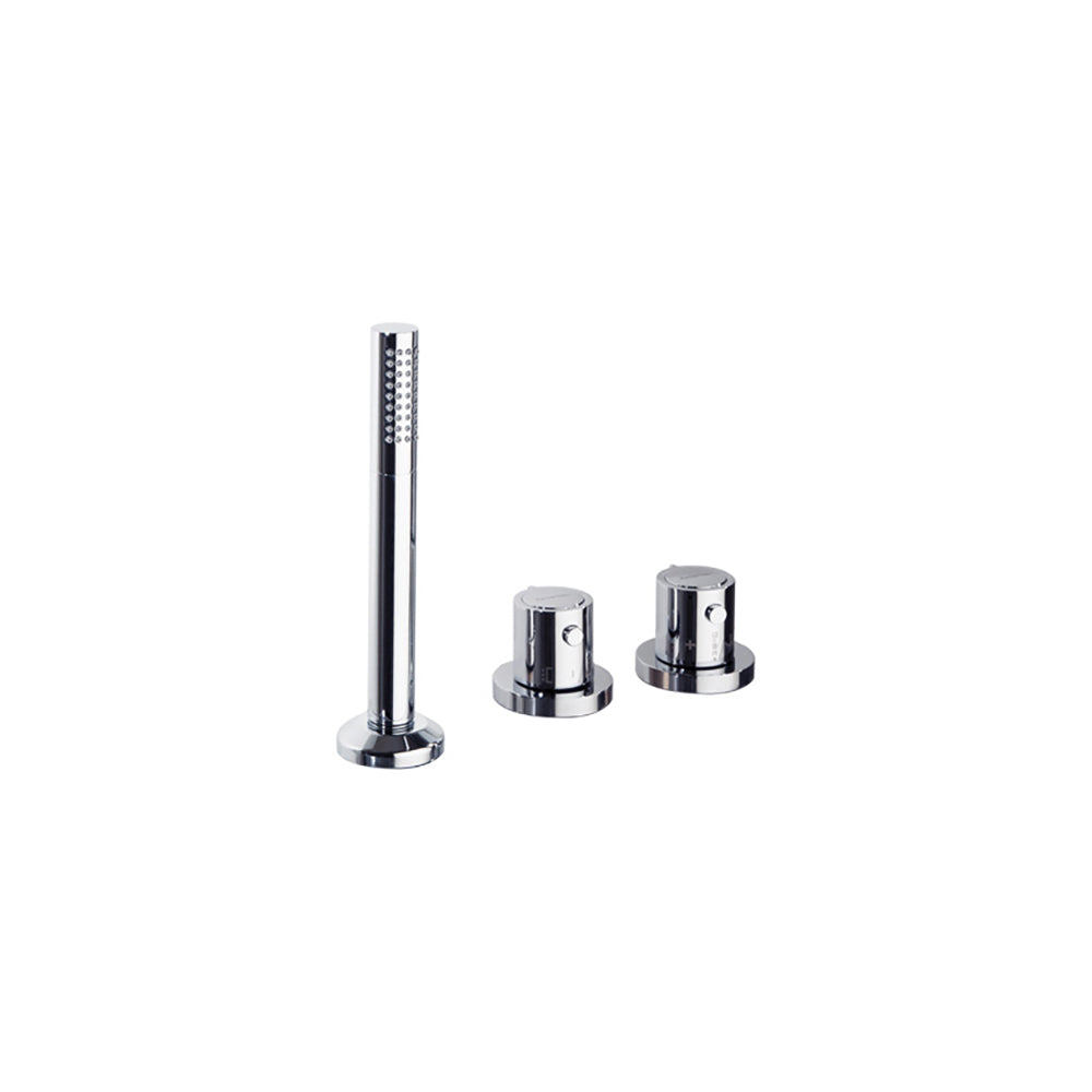 Ramon Soler - Urban Chic, thermostatic shelf for bathtub with integrated investor and metallic shower equipment, chrome.