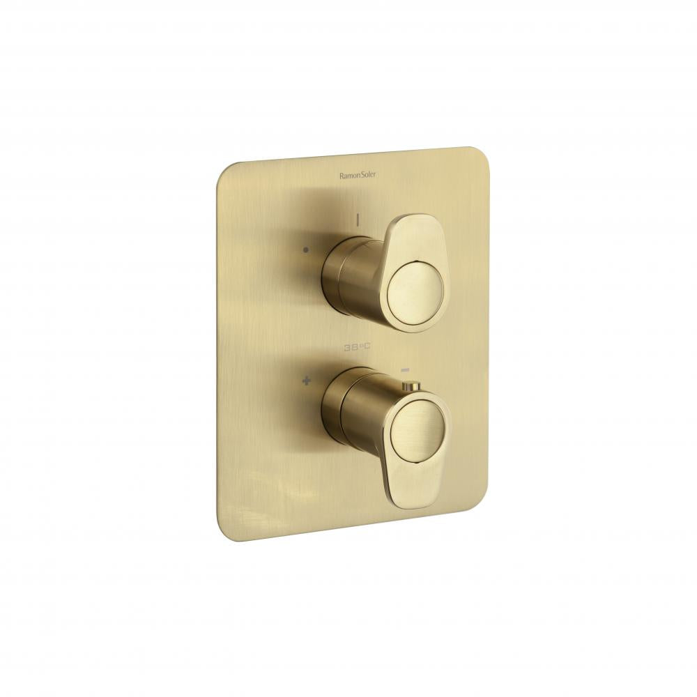 Ramon Soler - Alexia, shower thermostat built 1 track with metal plate, brushed gold