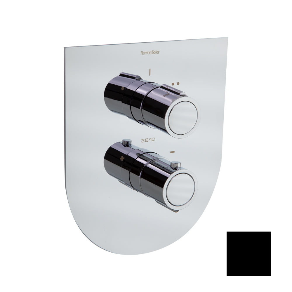 Ramon Soler - Tzar, built-dwelling thermostatic 2-tracks with extraplamic metal plate, matt black