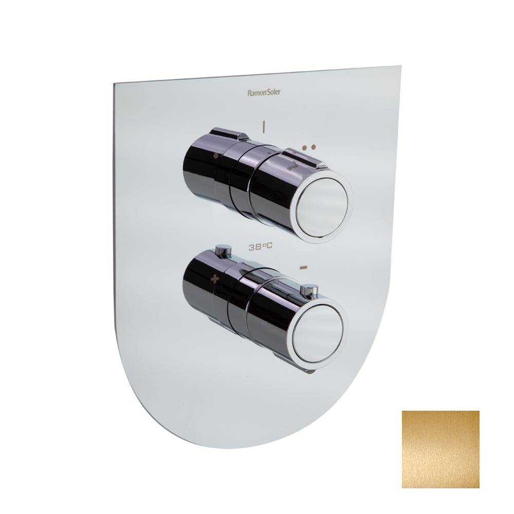 Ramon Soler - Tzar, built-dwelling thermostatic 2-tracks with extra-planet metal plate, brushed gold