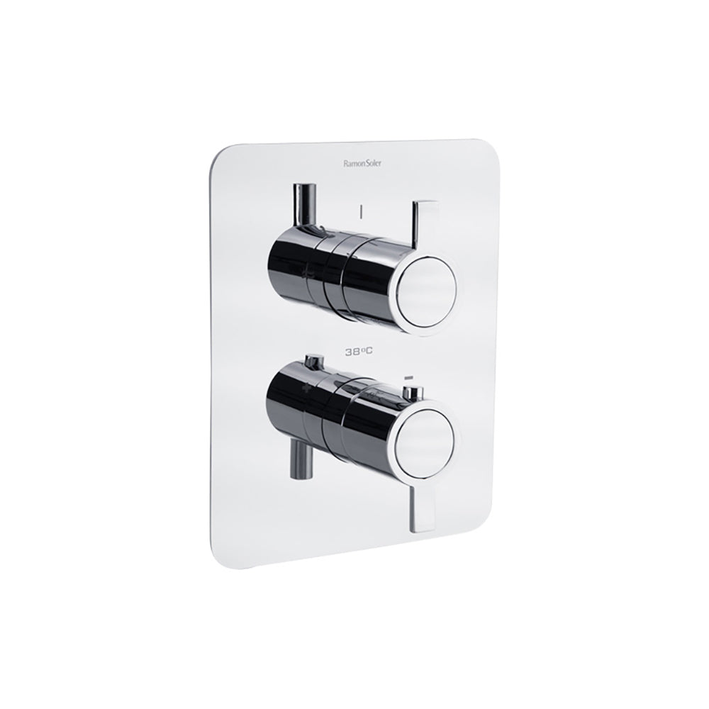 Ramon Soler - Drako, thermostatischer Duschthermostat 1 Pfad mit Metallplatte, Chrom