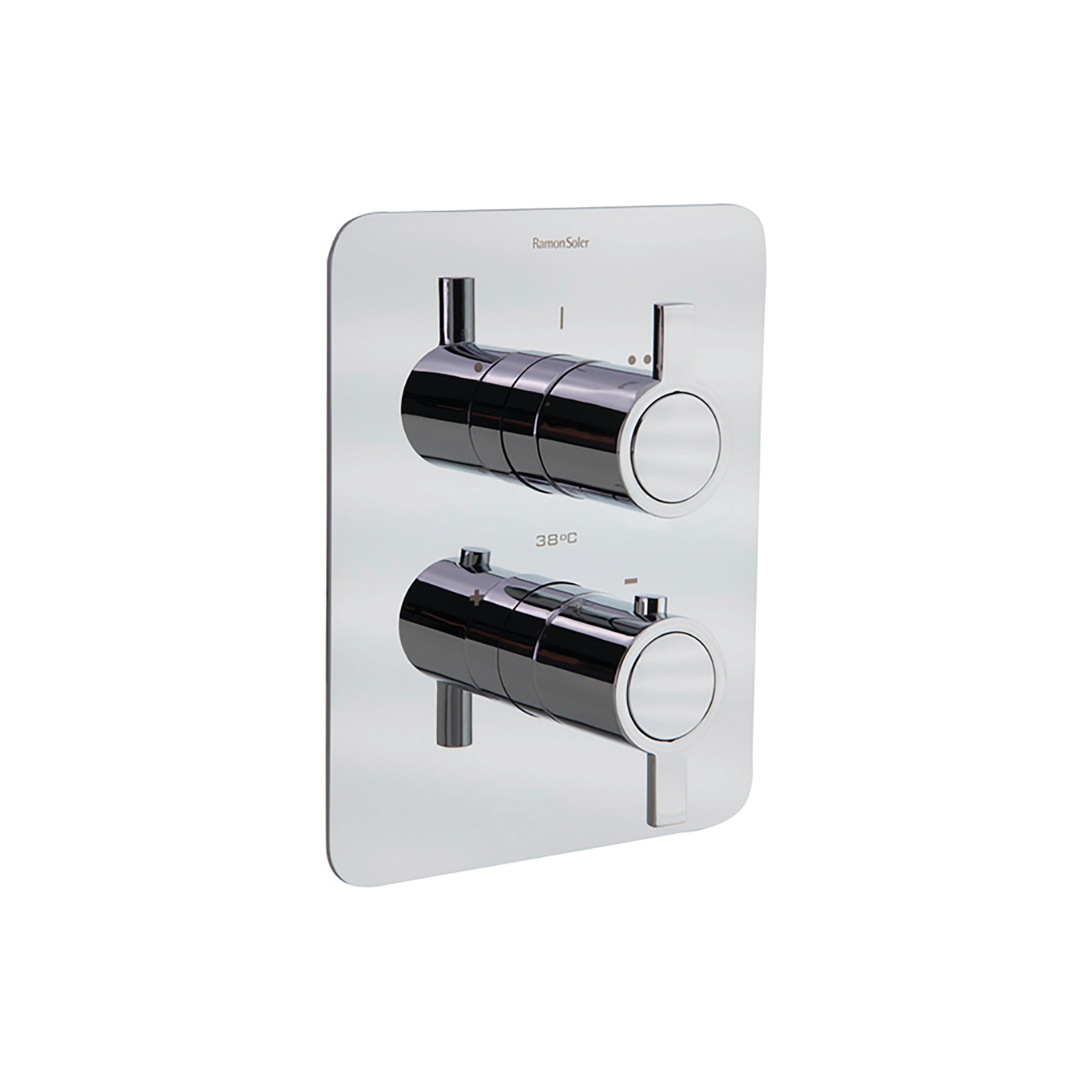 Ramon Soler -Drako, thermostatische badkamer-ducha emmer 2-tracks met extraplam plaque, chroom