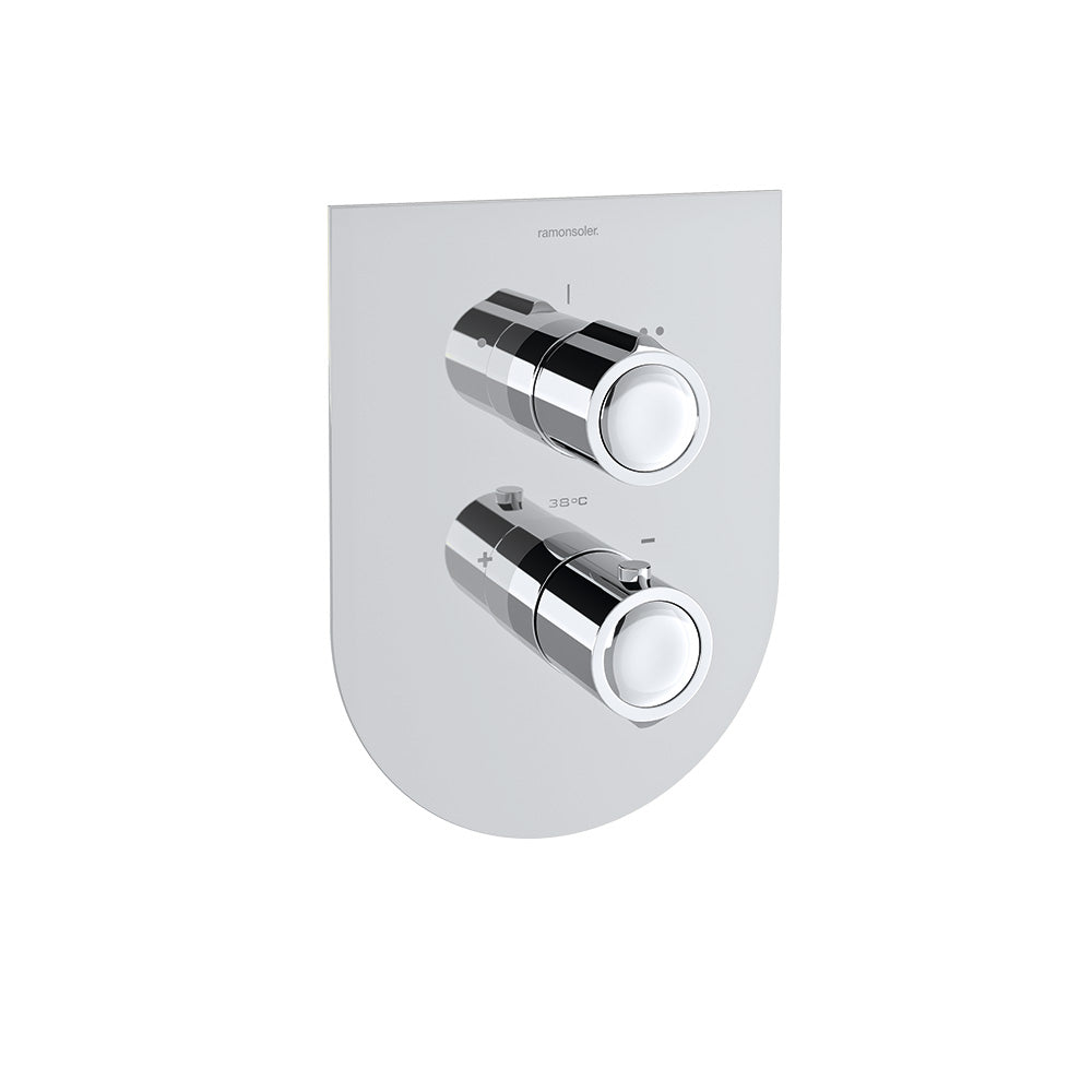 Ramon Soler - Chic urbain, thermostatique de la douche buckd métallique 2 routes avec plaque ultrasimlim, chrome