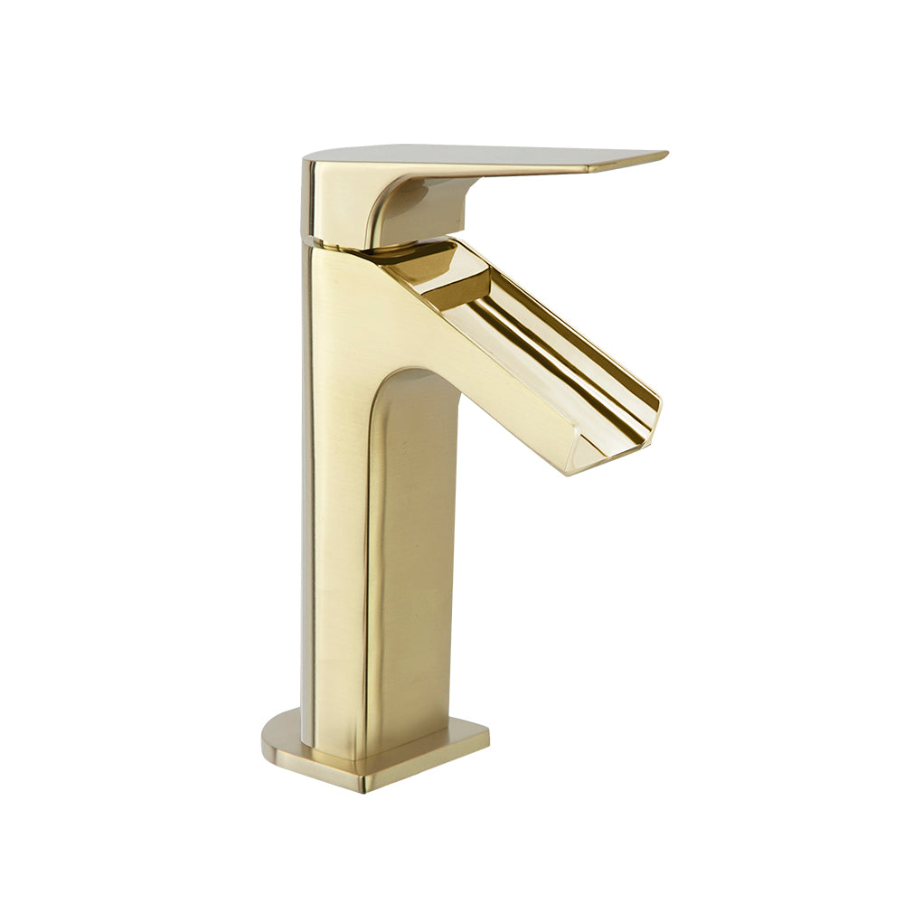 Ramon Soler - Urban Chic, Monomando of Sink With Open Pipe Waterfall, børstet guld