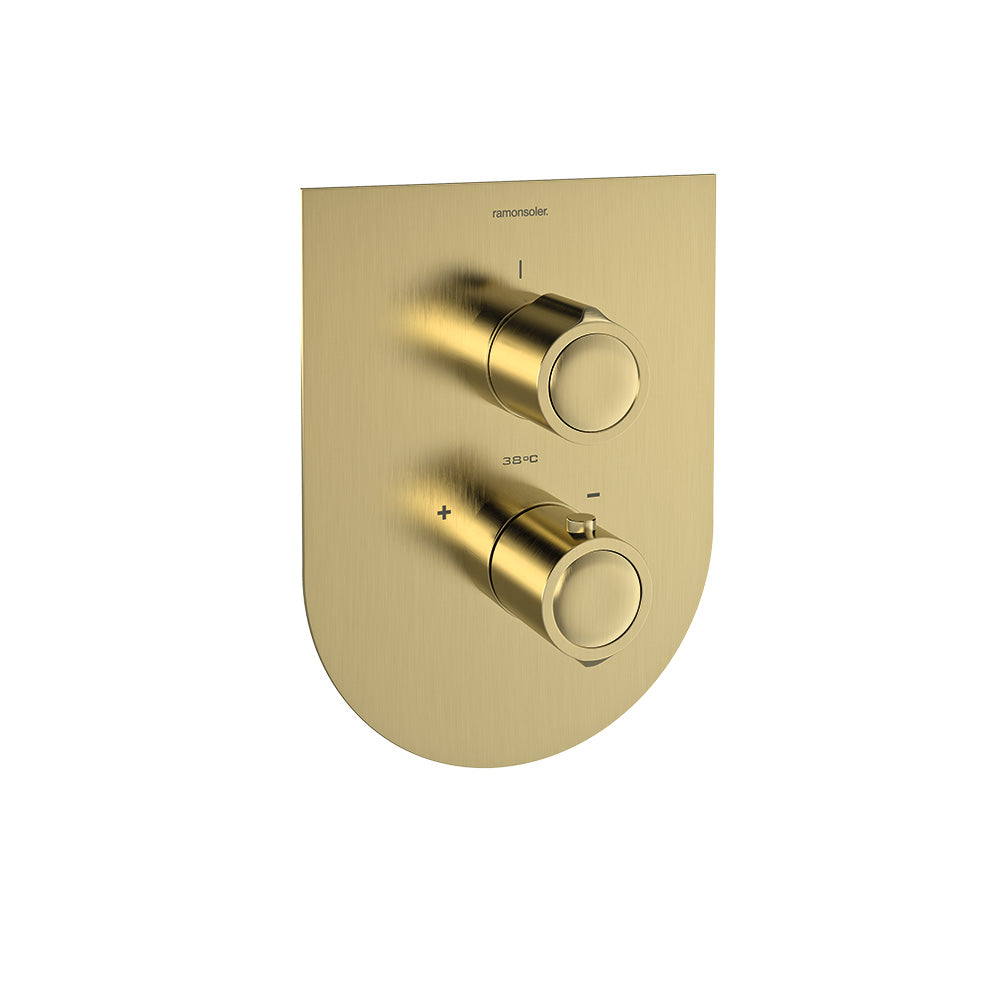 Ramon Soler - Urban Chic, Thermostat of Metal Inbeced Shower 1 Way With Ultrasim Plate, Borsted Gold