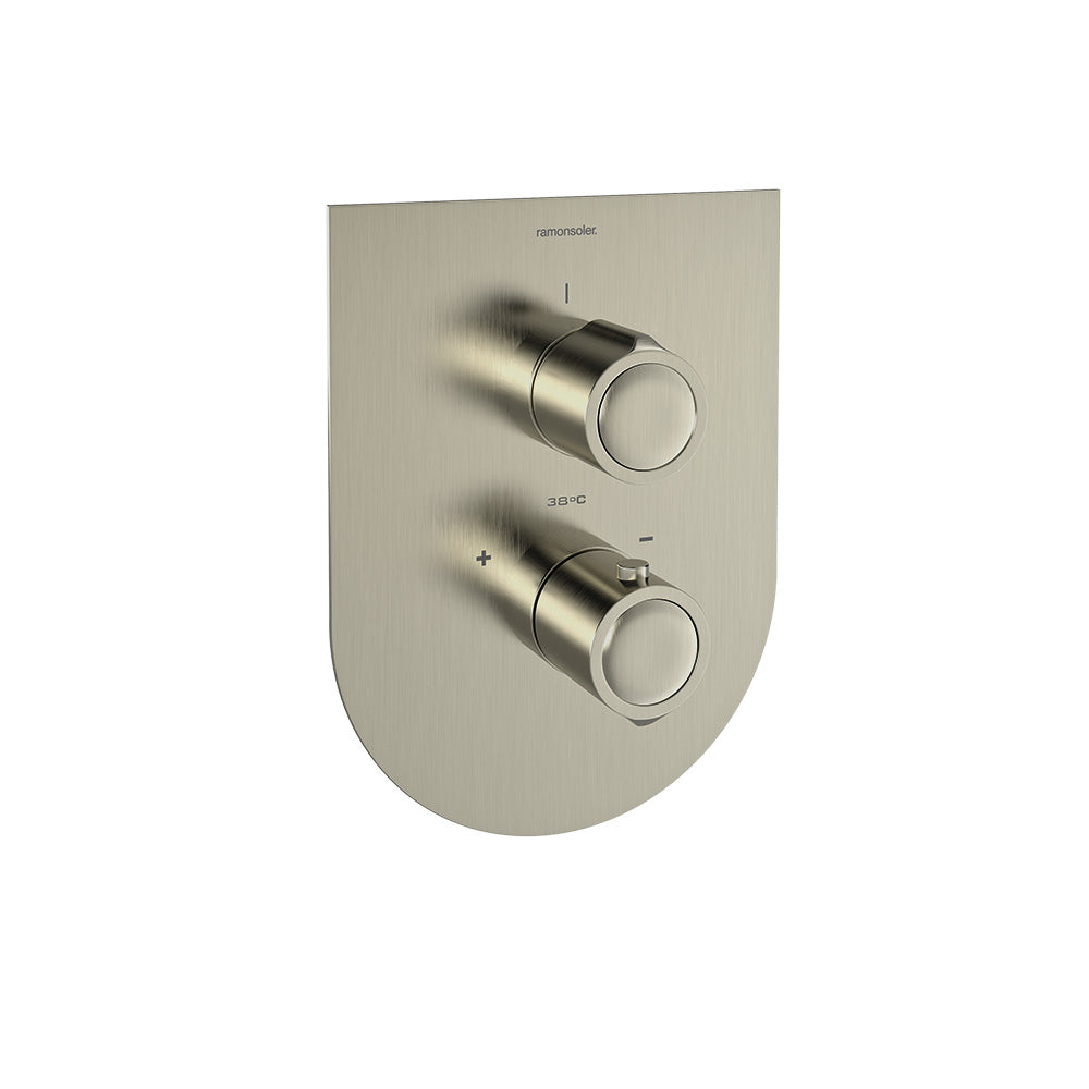 Ramon Soler - Urban Chic, Thermostatic of Metallic Buckling Shower 1 Road With Ultraslim Plate, Brushed Nickel