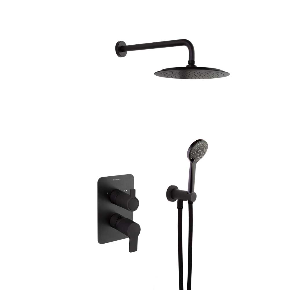 Ramon Soler - Blautherm, Metal Metal Set Back 2 Ways with Support, Water Take, Teled och Round Rociator Ø240mm, Matte Black