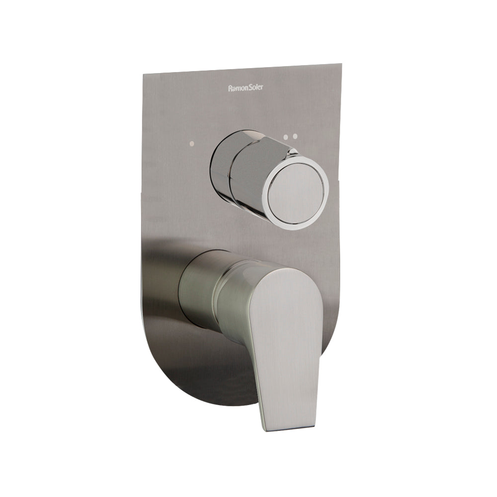 Ramon Soler - Urban Chic, Metallic Embed Shower Monomand 2 Ways With Ultraslim Plate S2, Brushed Nickel