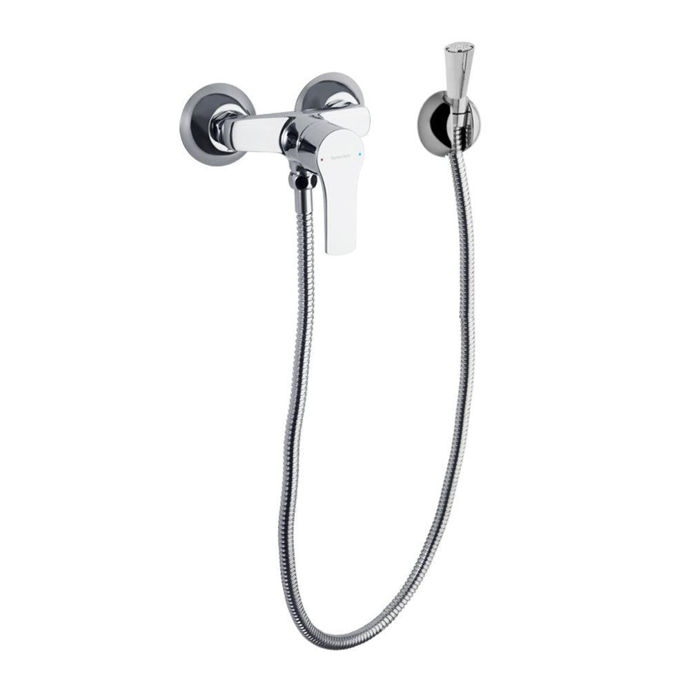 Ramon Soler - Muurschildering Monomand voor WC Titanium 110 mm met metalen douche, chroom