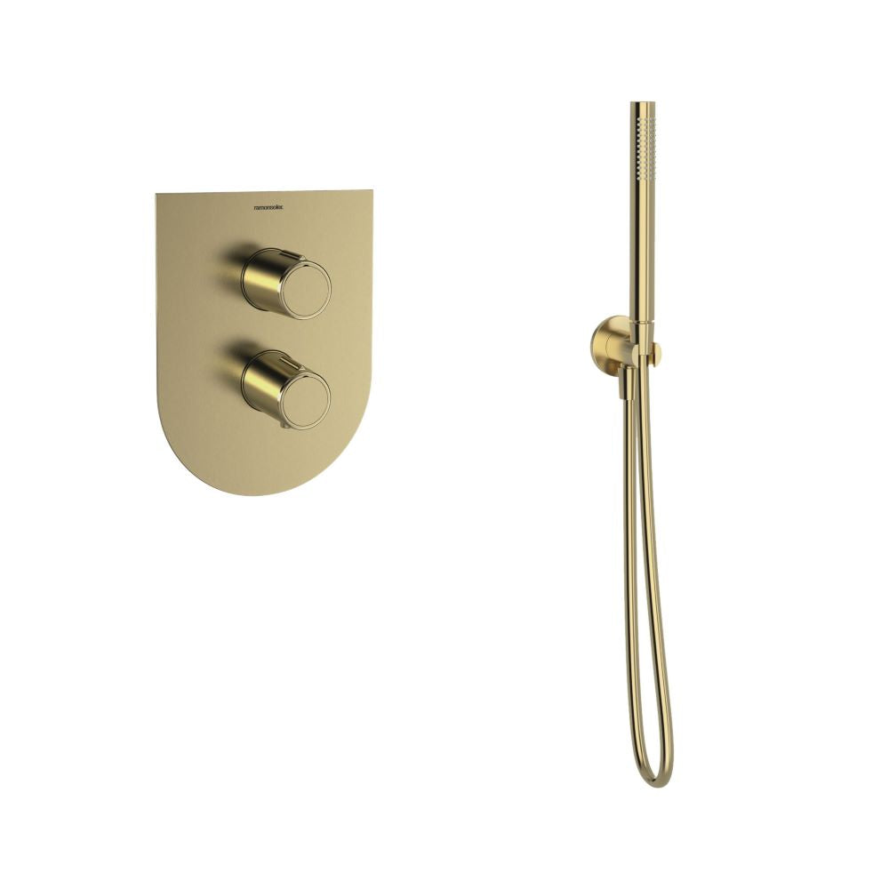 Ramon Soler - Tzar, thermostatic showering set with hotblock system, brushed gold