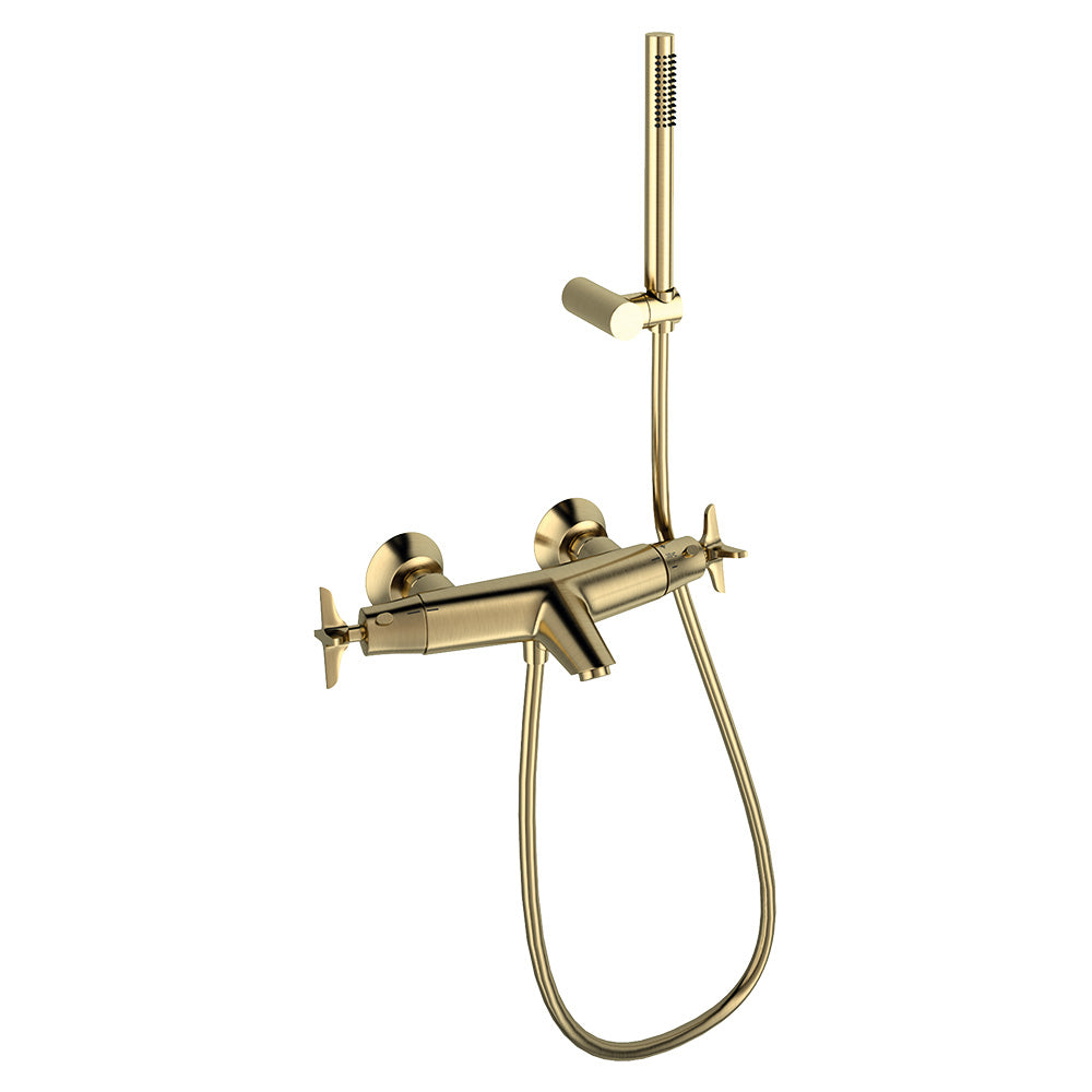 Ramon Soler - Adagio, bathroom-ducha thermostat with shower equipment, brushed gold