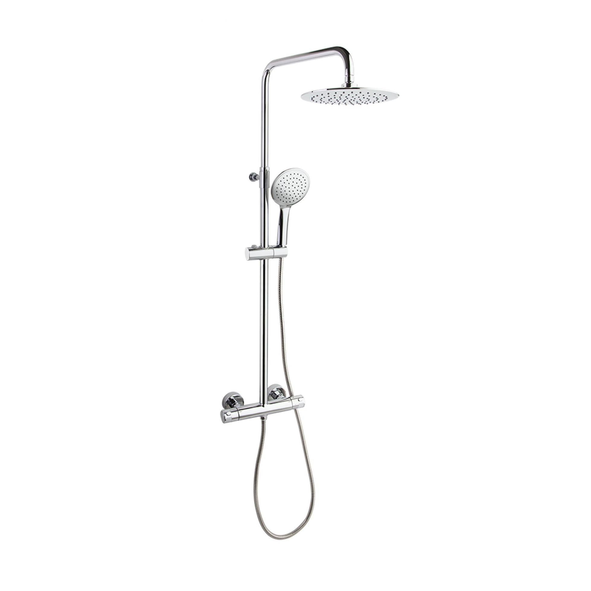 Ramon Soler - Thermotech, colonne de douche télescopique thermostatique avec pulvérisateur rond Ø230 mm, chrome