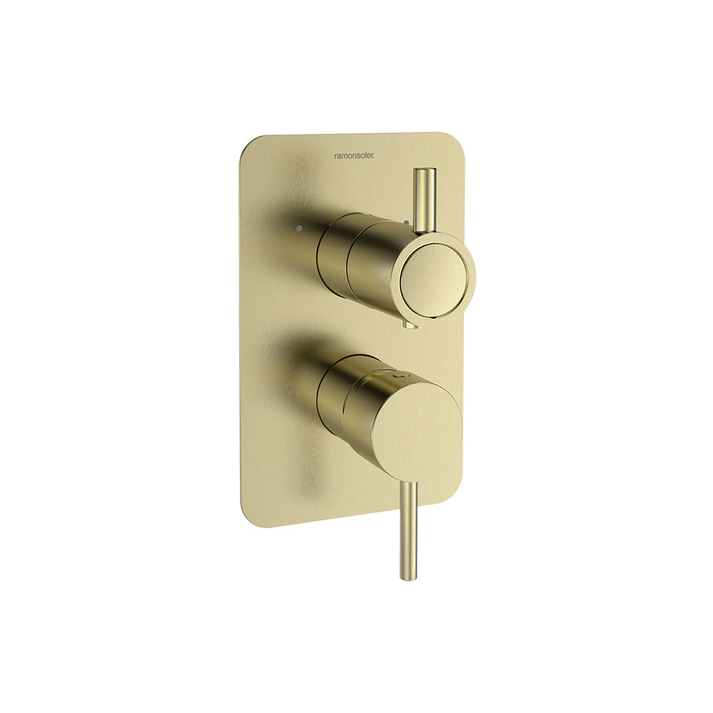 Ramon Soler - Odyssey, buckled shower monomand 2 routes with metal plate, brushed gold