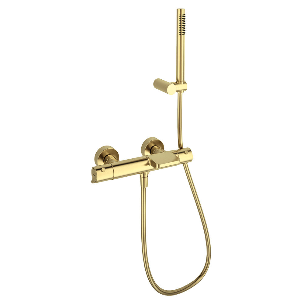 Ramon Soler - Odyssey, bath thermostat with shower equipment, brushed gold