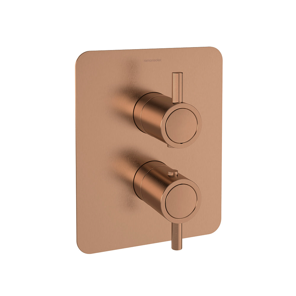 Ramon Soler - Odyssey, thermostatic shower shower 1 track with metal plate, brushing copper