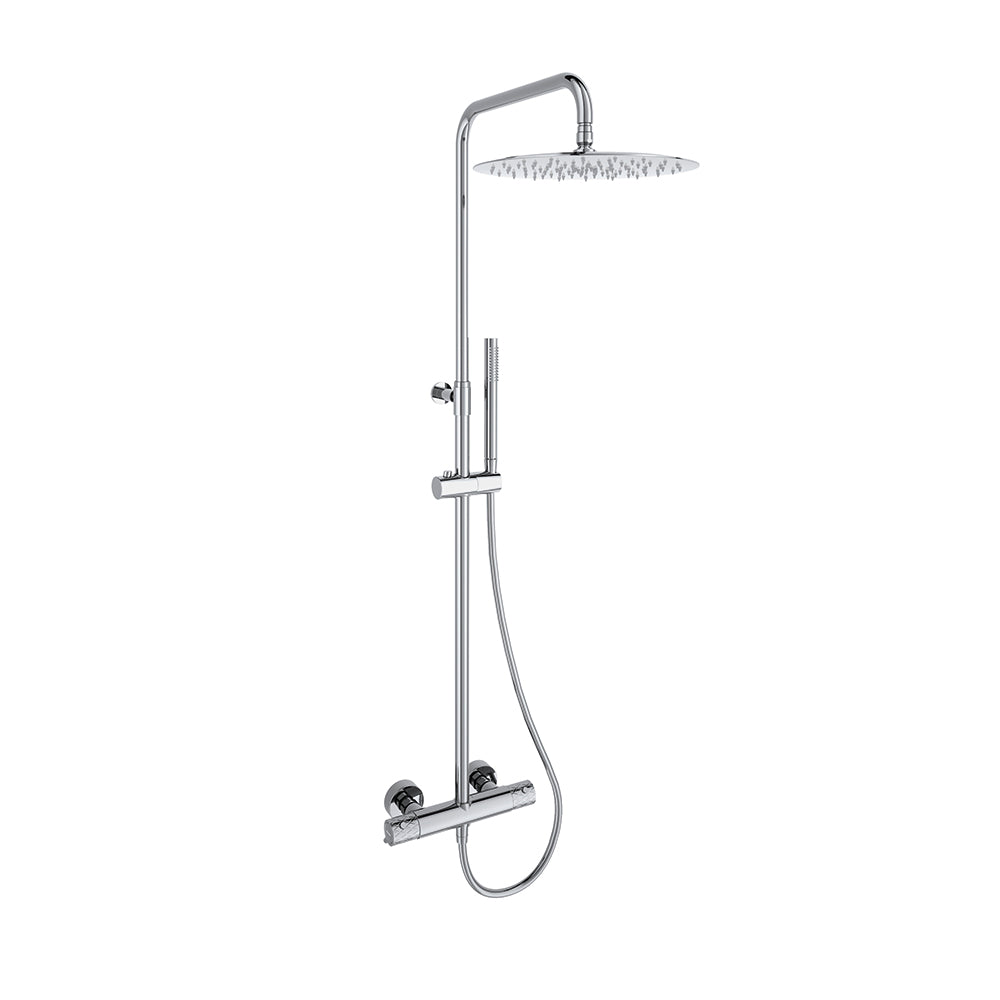 Ramon Soler - Odyssey jewel, thermostatic telescopic column with hand shower and 300 mm metallic sprayer, chrome