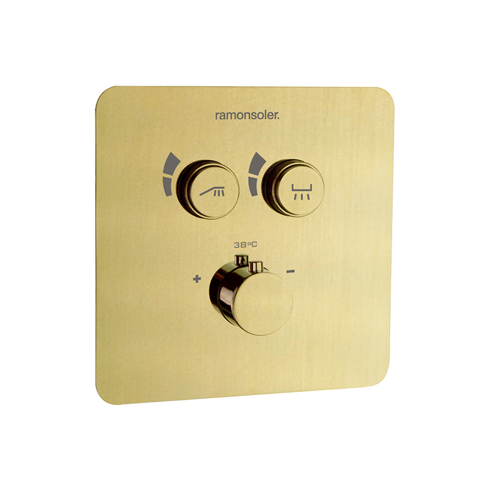 Ramon Soler - RS smart, recessed thermostatic set 2 routes, brushed gold