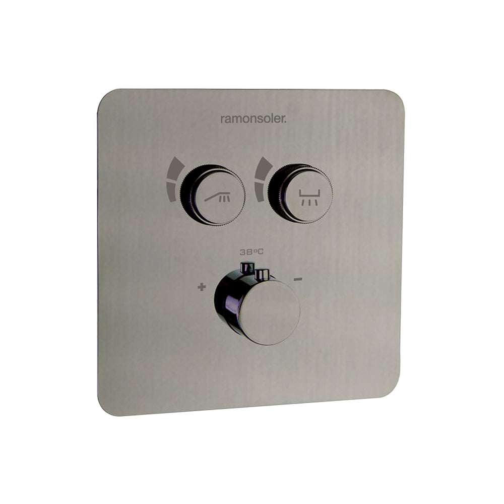 Ramon Soler - RS smart, recessed thermostatic set 2 routes, brushed nickel