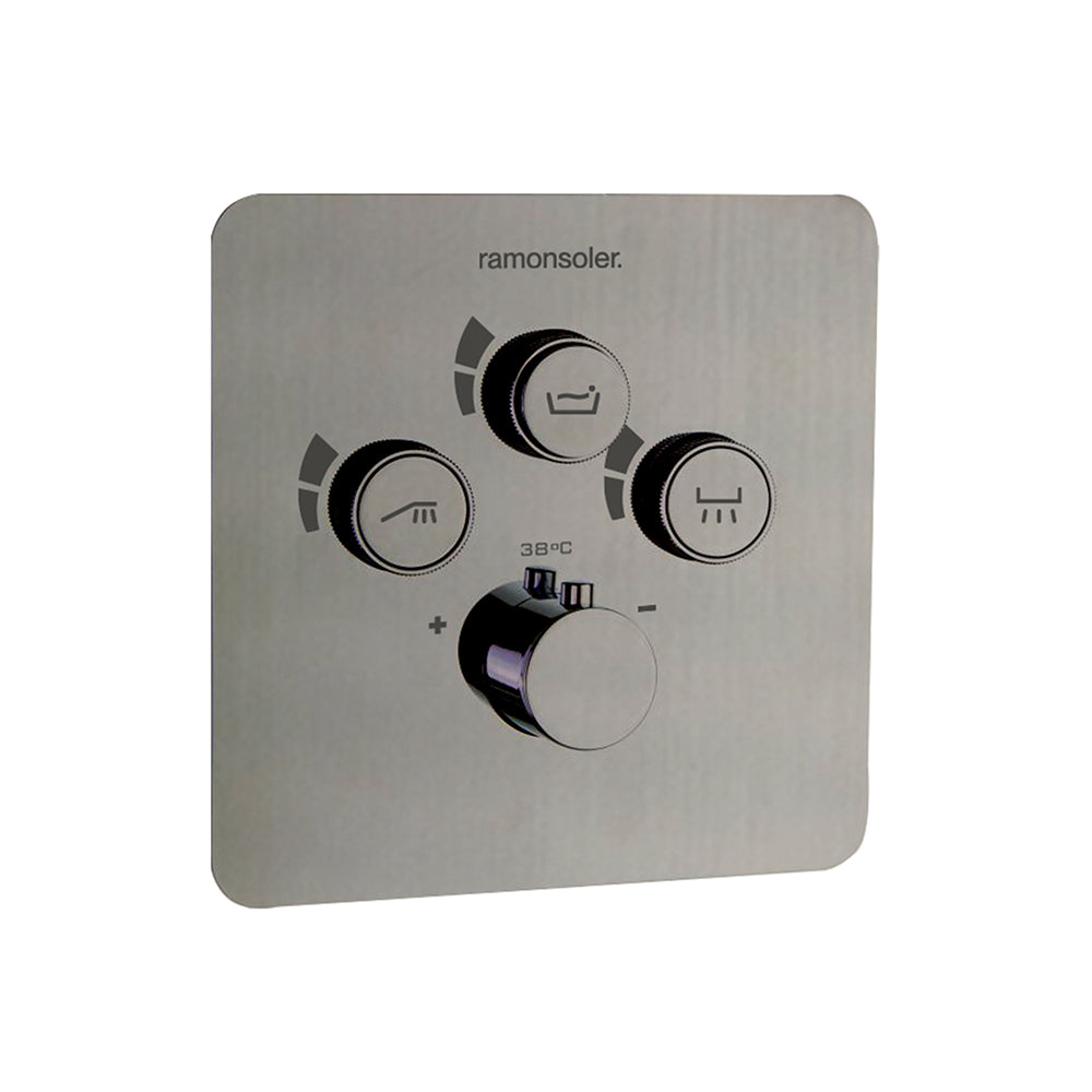 Ramon Soler - RS smart, recessed thermostat set 3 -ways, brushed nickel