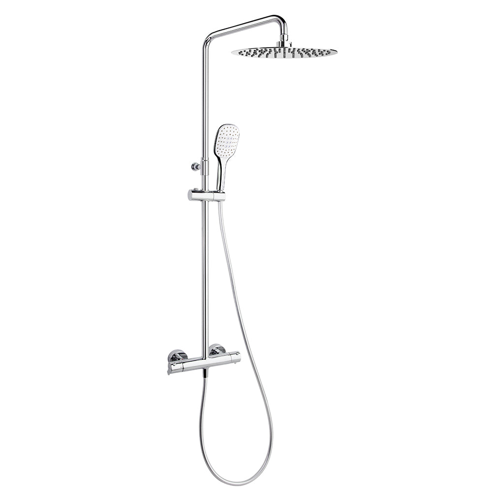 Ramon Soler - Blautherm, thermostatic telescopic shower column with round sprayer Ø300 mm, chrome