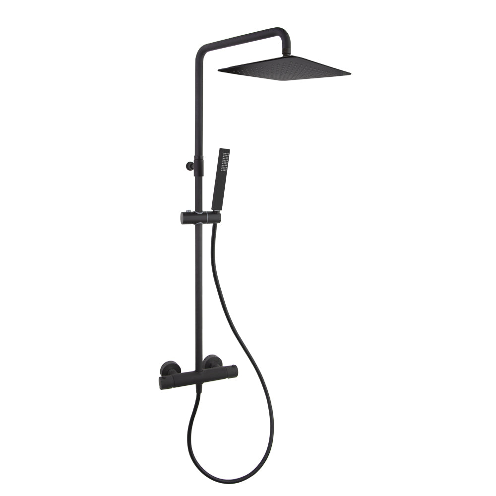 Ramon Soler - Urban Chic, Thermostatic Telescopic Column med 300 mm Square Sprayer, Matt Black