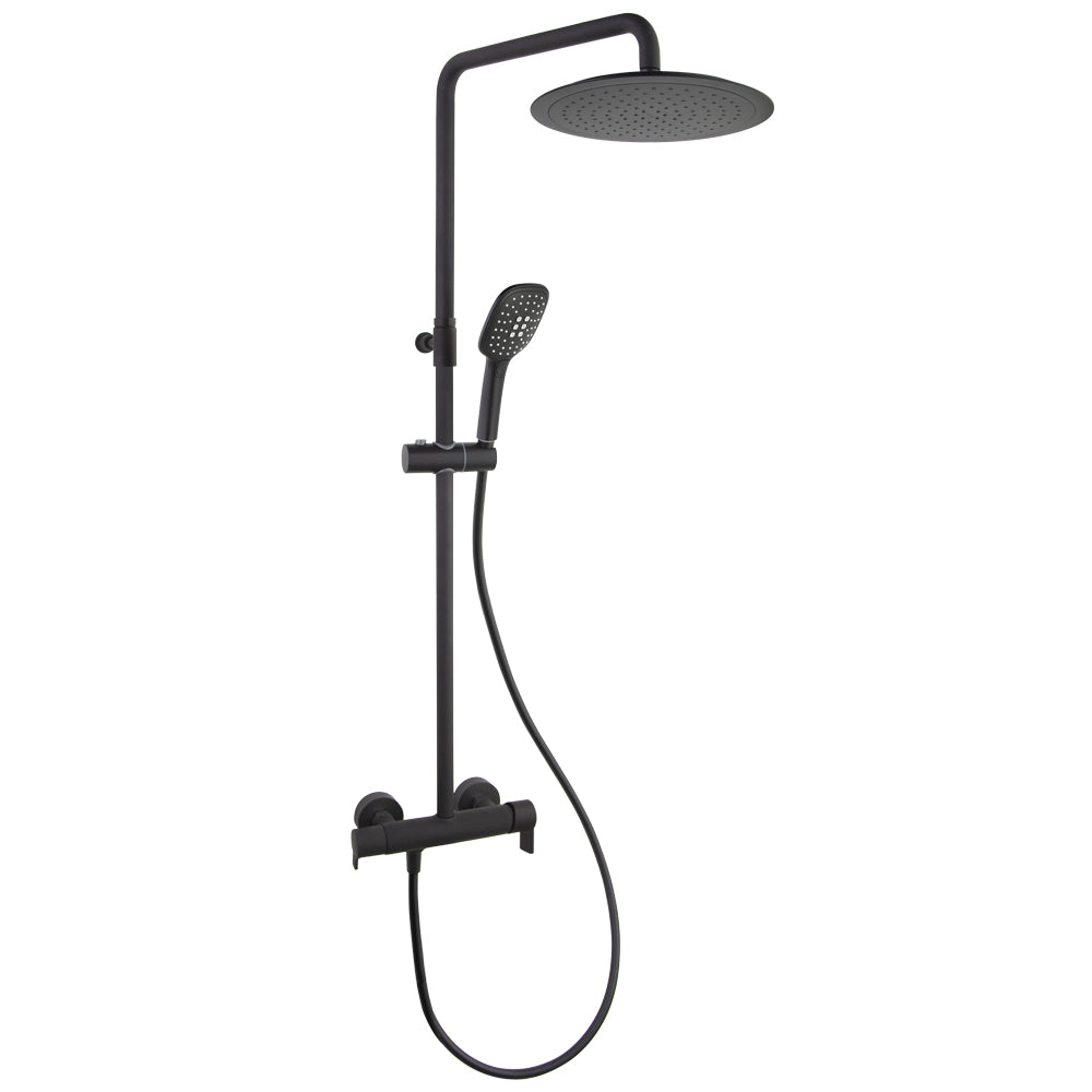 Ramon Soler - Blautherm, Monomando Telescopic Shower Column, Round Spray Ø300 mm, Matt Black 937415RP300NM