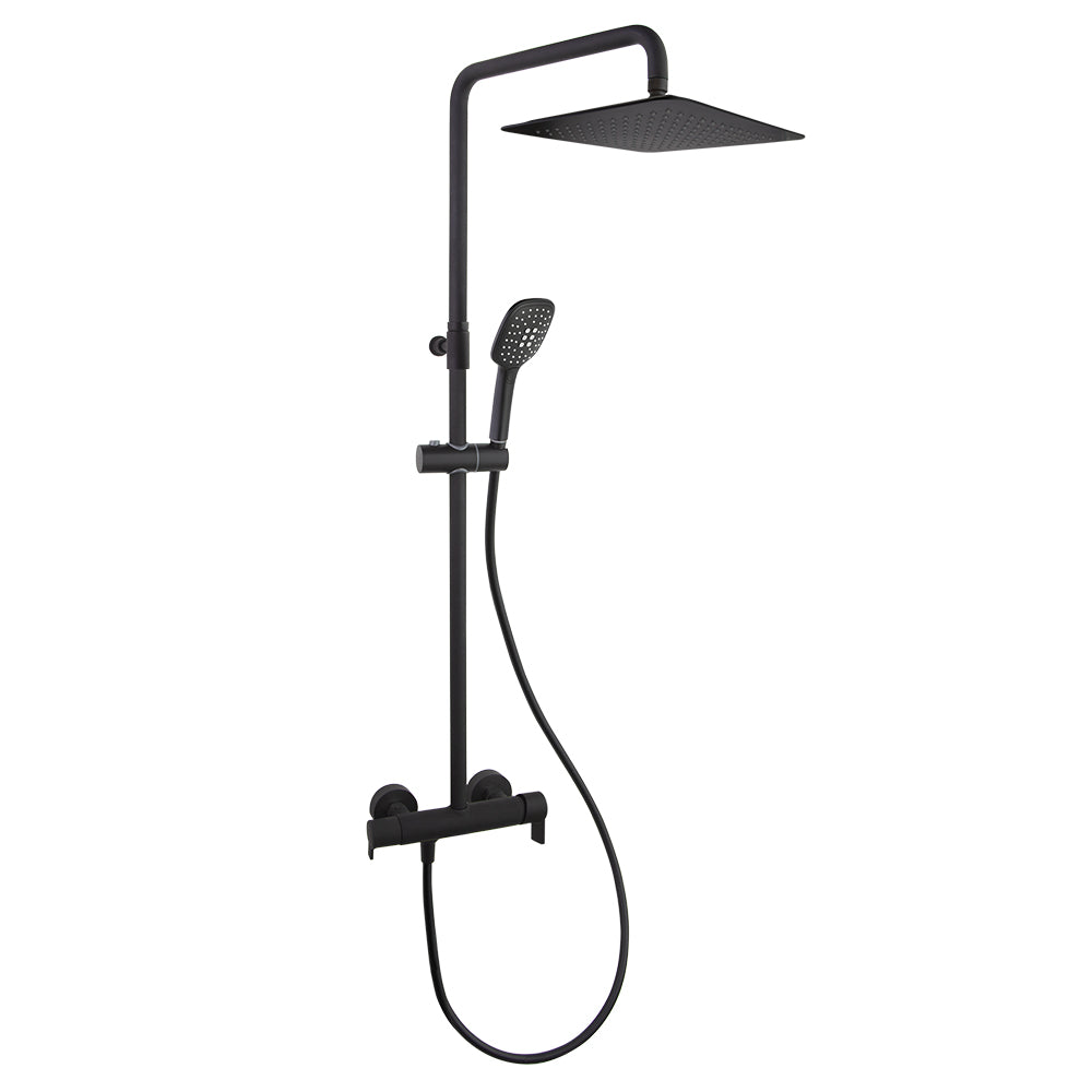 Ramon Soler - Blautherm, monomando telescopic shower column, square sprayer 300 mm, matt black