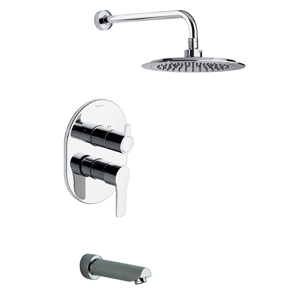 Ramon Soler - Titanio, embolto metallico Set 2 modi con ARB e Rociatore ABS di 240 mm e tubo da bagno, Chrome