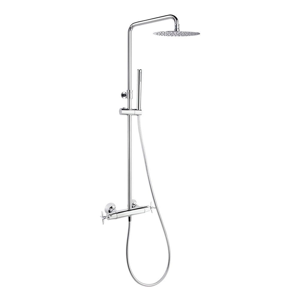 Ramon Soler - Adagio, thermostatic telescopic column with hand shower and 300 mm metallic sprayer, chrome