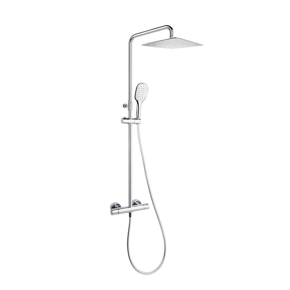 Ramon Soler - Urban Chic, thermostatic telescopic column with 300 mm square metallic sprinkler, chrome