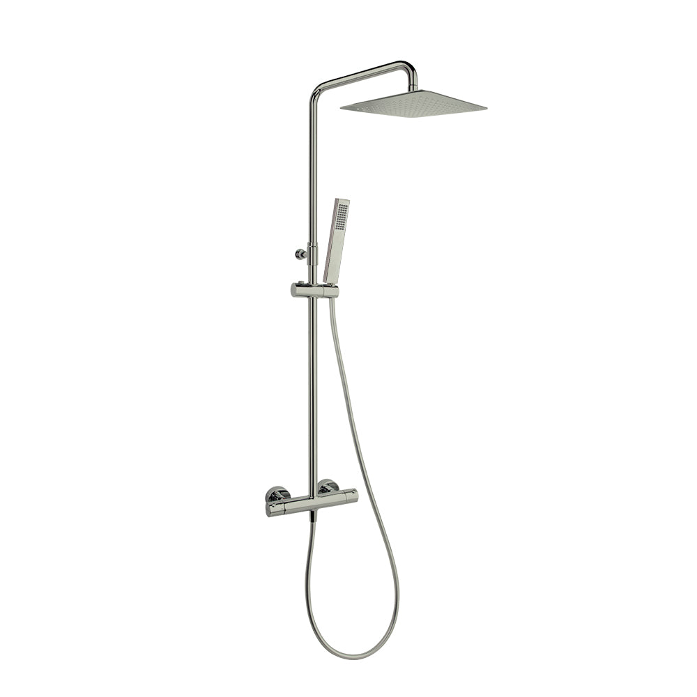 Ramon Soler - Urban Chic, Thermostatic Telescopic Column med 300 mm fyrkantig sprut, borstat nickel