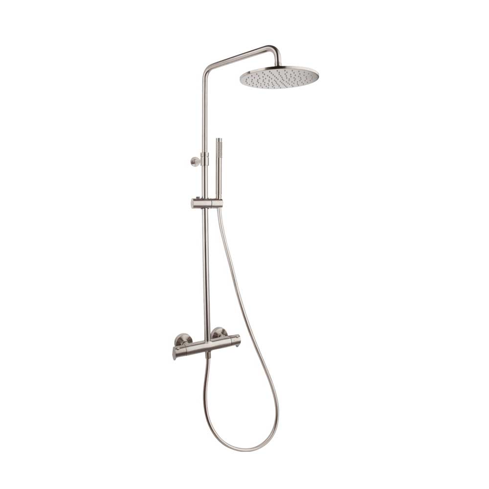 Ramon Soler - Alexia, thermostatic telescopic column with 300 mm metal sprayer, brushed nickel