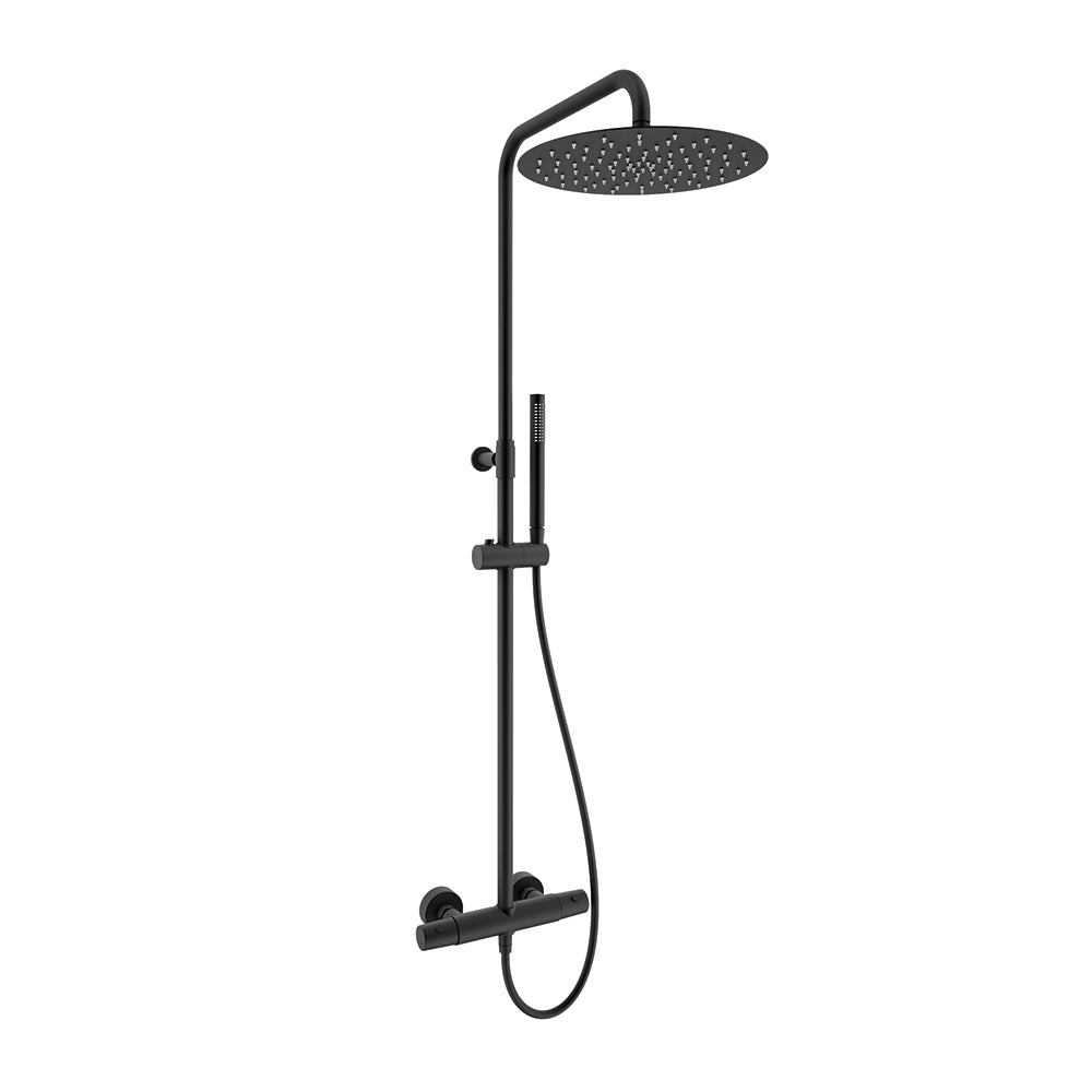 Ramon Soler - Tzar, thermostatic telescopic column with Ø300 mm metallic sprayer, matt black